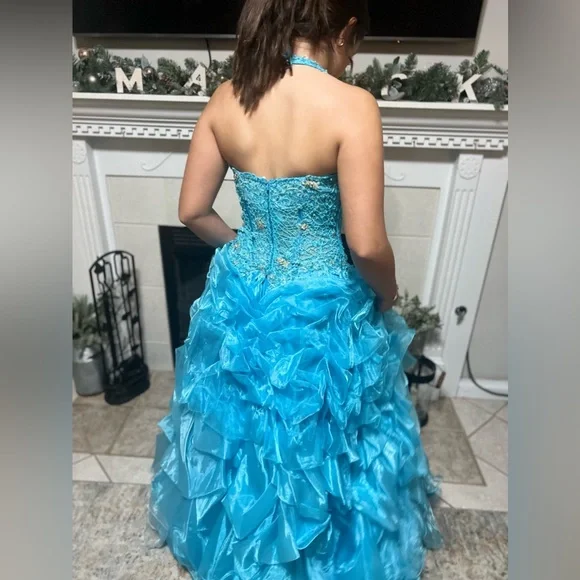 Party Time | Prom Formal Dress Turquoise Size 6 - Picture 5 of 7